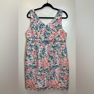 Motherhood Maternity Dress Size XL Floral Colorful Mesh Net Lined Sheath